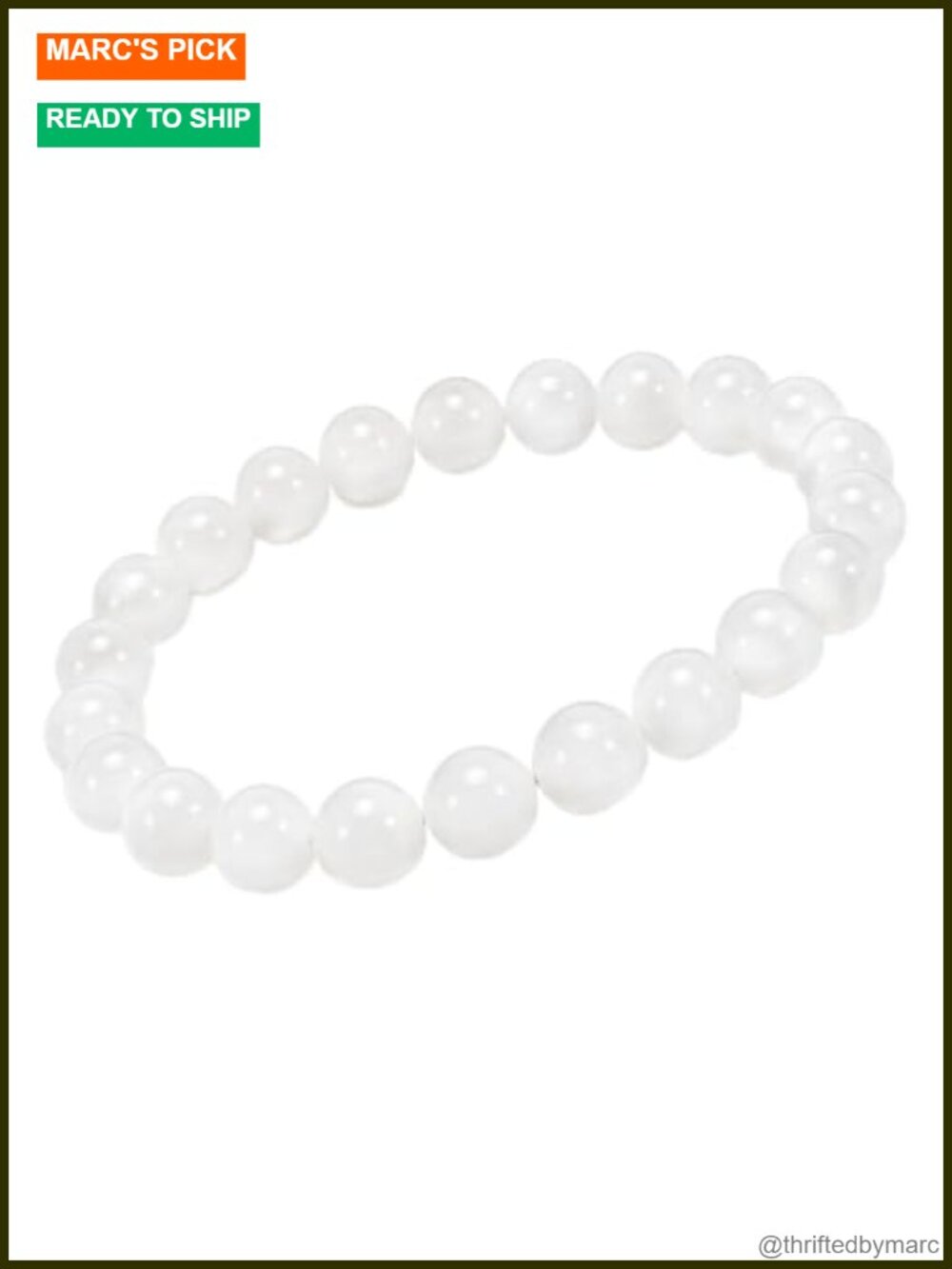 Natural White Jade Beaded Stretch Bracelet 10mm Gemstone Jewelry for Women Men